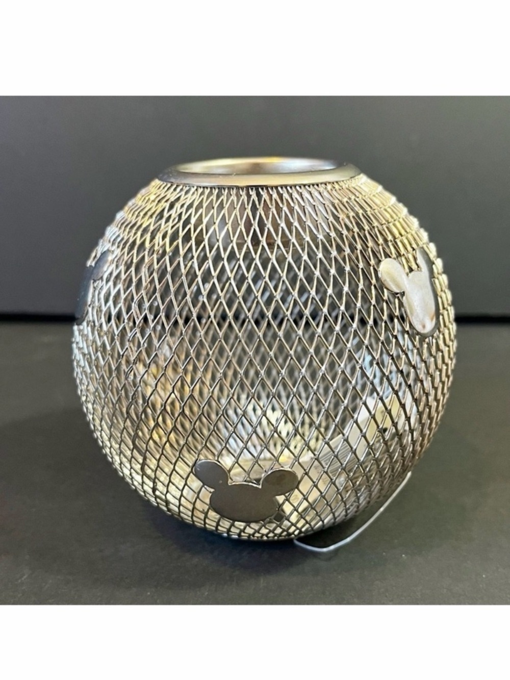 Disney Mickey Head Silver Mesh Metal Candle Holder Votive Light Decor Taiwan